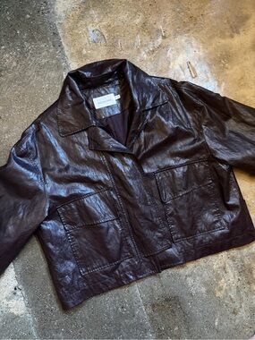 Mijeong Park Faux Brown Leather Jacket